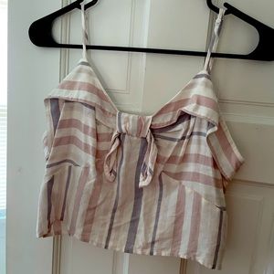 White tank top- with light and dark purple strips